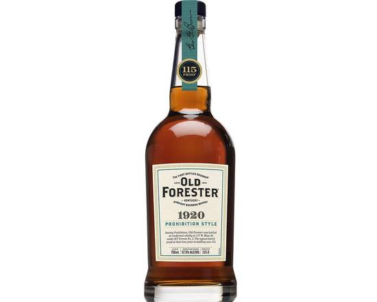 Order Old Forester 1920 Prohibition Bourbon 115 Proof 750ML food online from Mill Basin Wine & Liquor store, Brooklyn on bringmethat.com