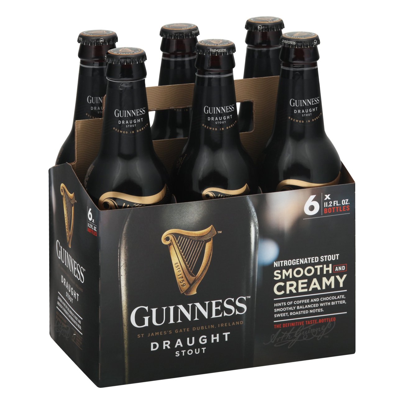 Order Guinness Draught 6 Pack Bottle food online from G & G Liquors store, Lawndale on bringmethat.com