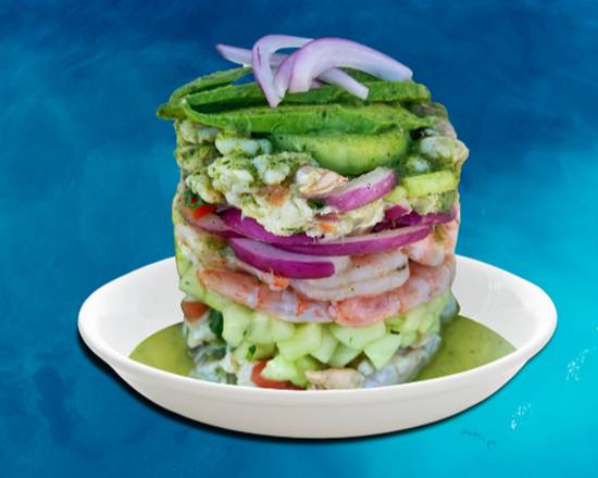 Order Baja Cali Seafood Tower food online from Baja Cali Fish & Tacos store, Long Beach on bringmethat.com