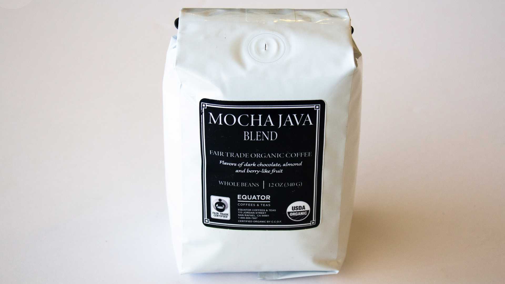 Order Bag of Equator Mocha Java Coffee Beans, 12 oz. food online from Rustic Bakery store, Larkspur on bringmethat.com
