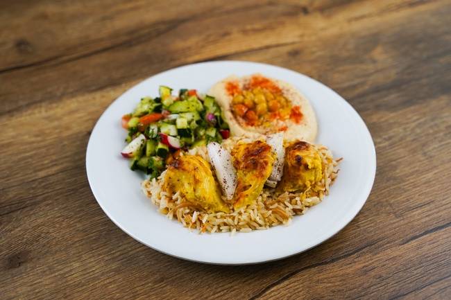Order Chicken Kabob Plate food online from Dimassi's Mediterranean Kitchen store, Humble on bringmethat.com