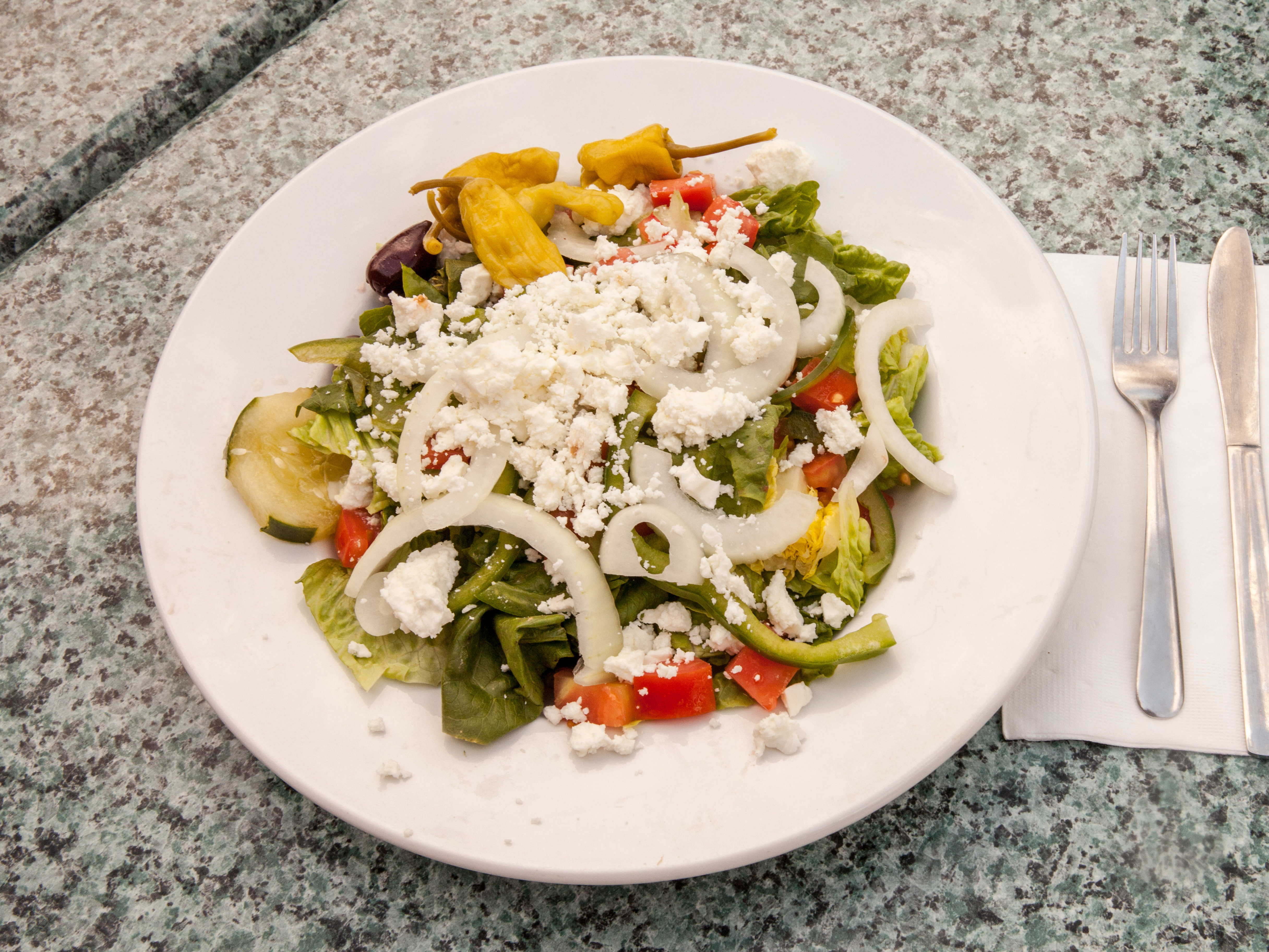 Order Greek Salad food online from Gresso S store, Columbus on bringmethat.com