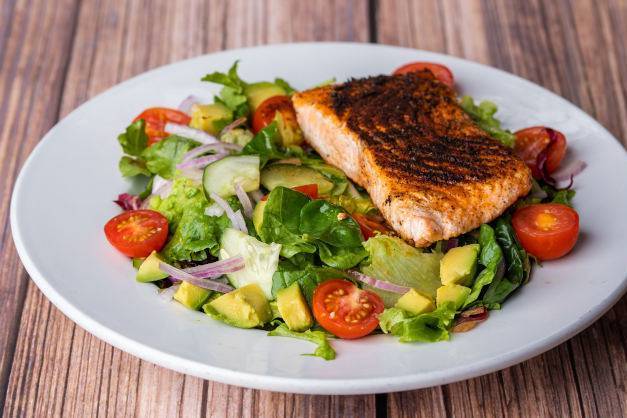 Order Blackened Salmon Salad food online from Ford Garage store, Dearborn on bringmethat.com