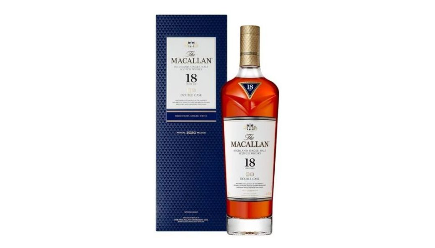 Order The Macallan Double Cask 18 Year Old Single Malt Scotch Whisky 750ml Bottle food online from Golden Rule Liquor store, West Hollywood on bringmethat.com