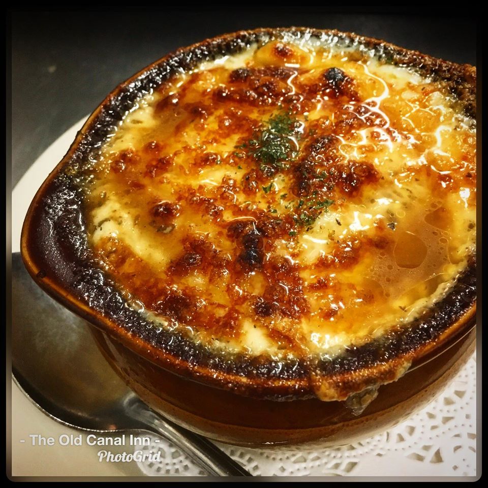 Order Crock of French Onion food online from Old Canal Inn store, Nutley on bringmethat.com