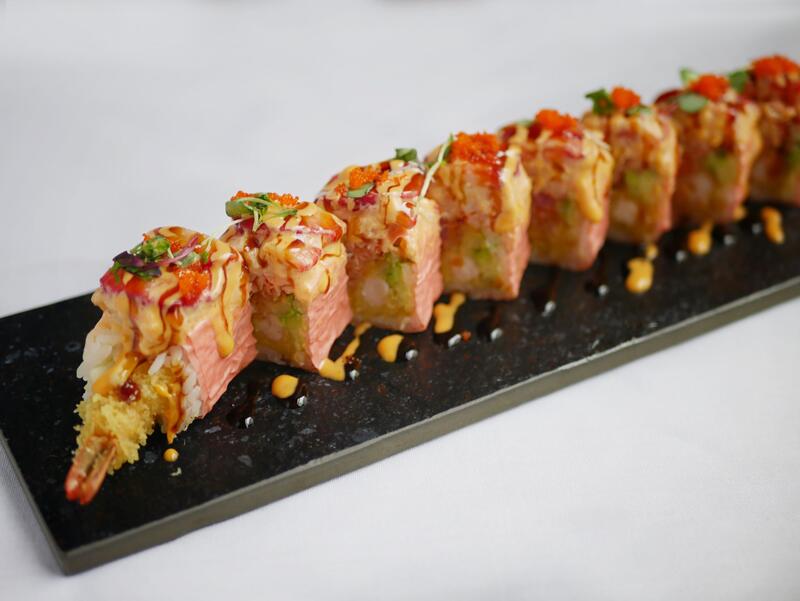 Order Pink Lady Roll food online from Four Leaves Asian Restaurant store, Huntsville on bringmethat.com