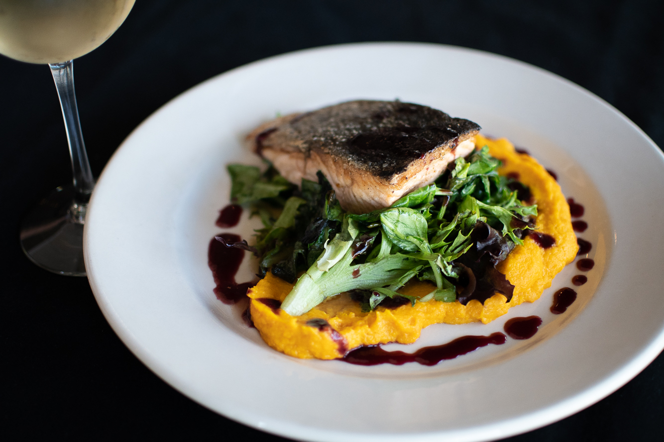 Order Seared Atlantic Salmon food online from Social Restaurant And Bar store, Newton on bringmethat.com