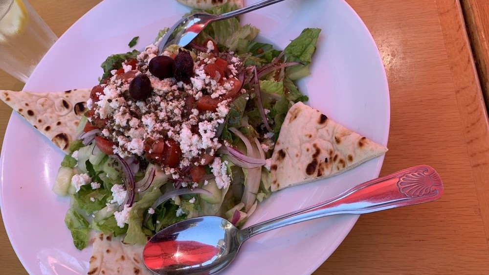 Order Greek Salad food online from Hurricanes Bar & Grill store, Huntington Beach on bringmethat.com