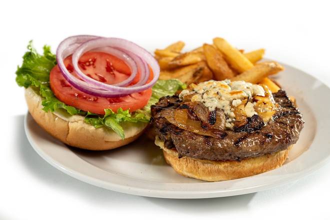 Order BLEU CHEESE & GRILLED ONION BURGER food online from Glory Days Grill store, Providence on bringmethat.com