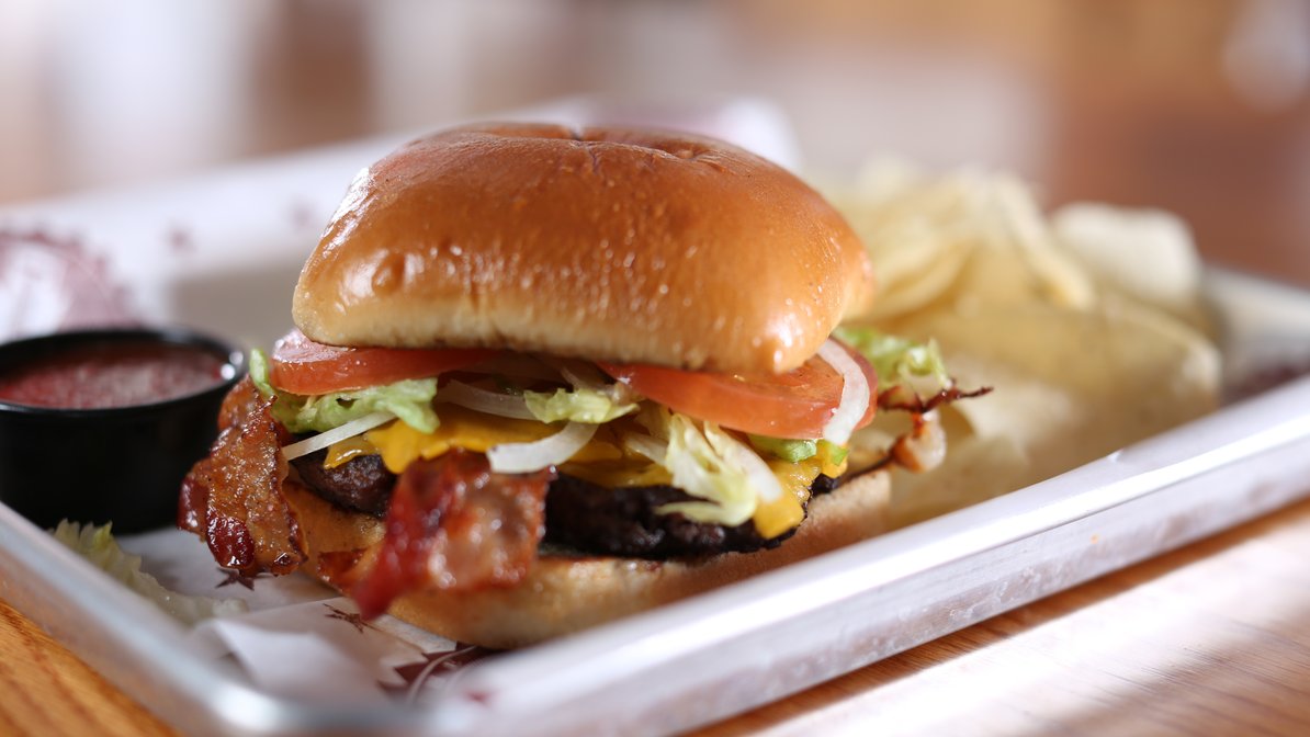 Order Bacon Cheddar Burger food online from Texadelphia store, San Antonio on bringmethat.com