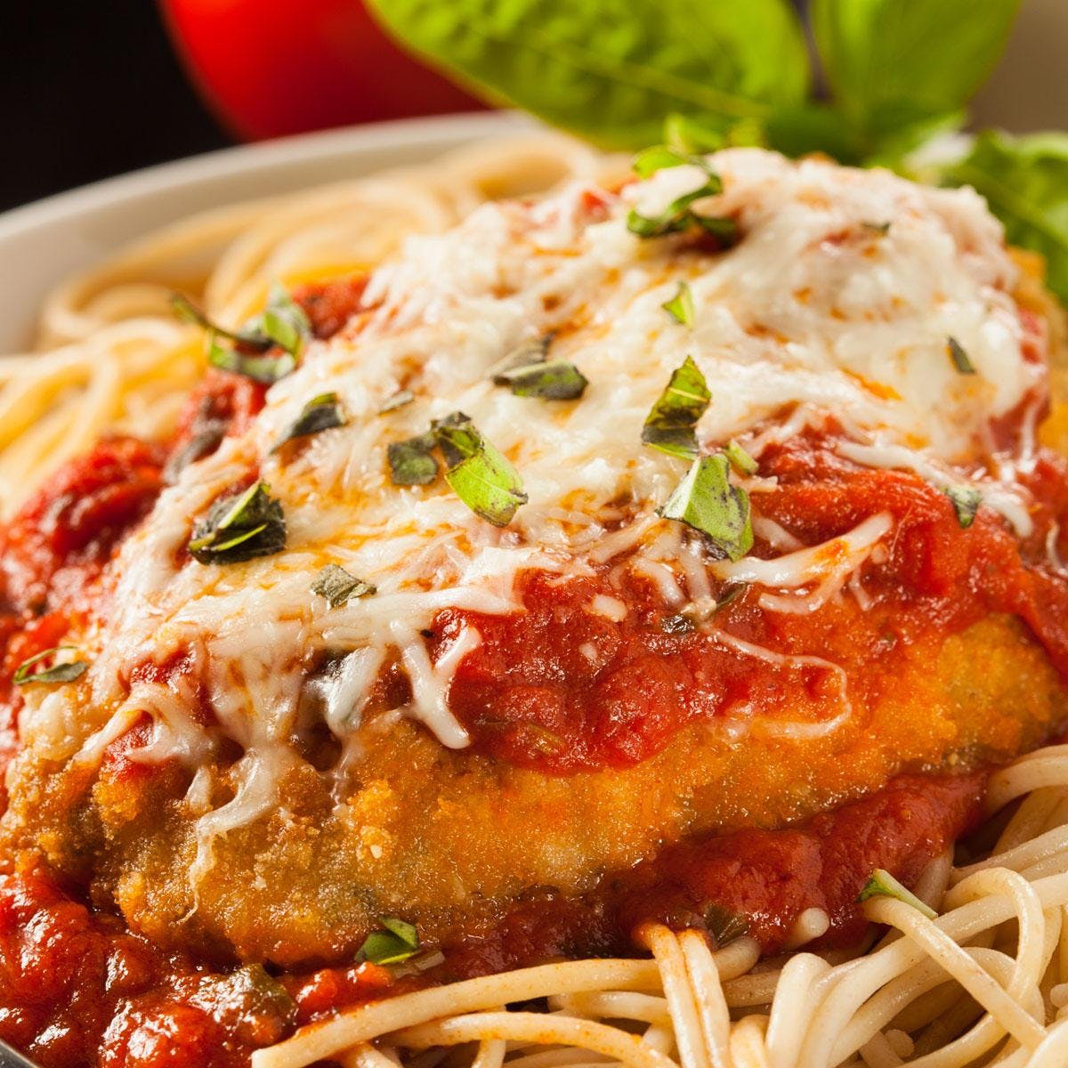 Order Chicken Parmigiana - Entree food online from Napoli Pizza store, Henderson on bringmethat.com