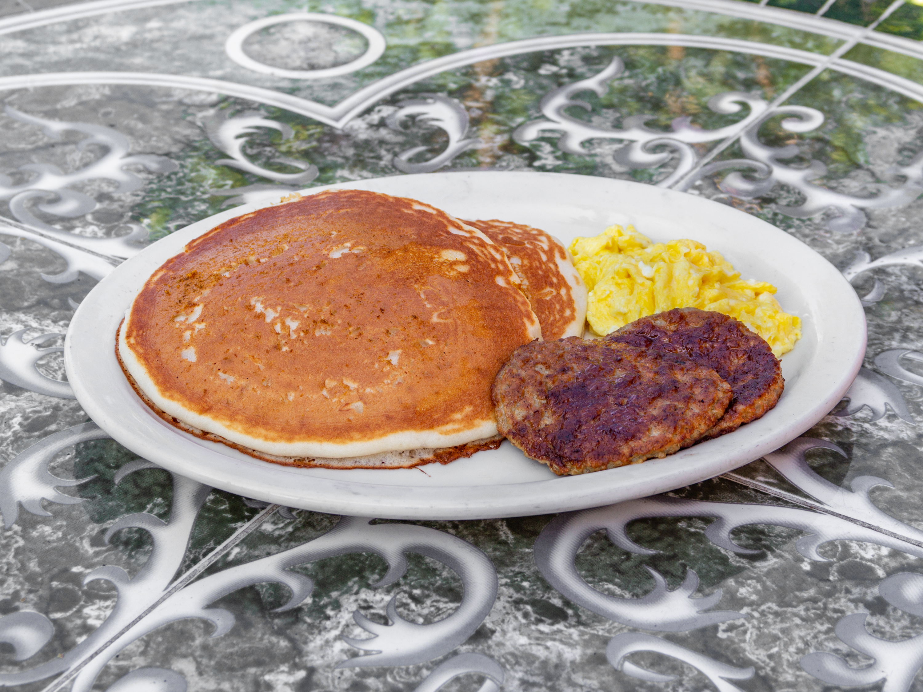 Order Pancake Combo  food online from Molly's Cafe store, San Bernardino on bringmethat.com