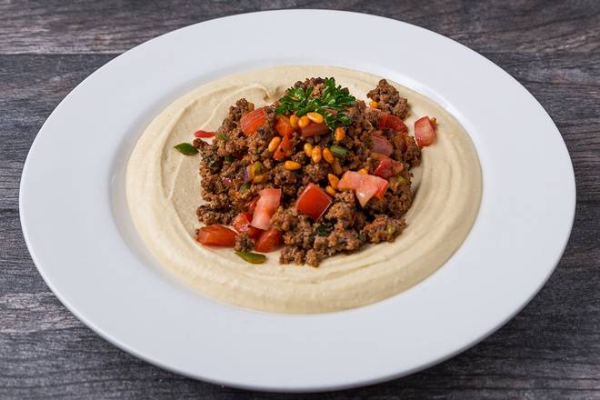 Order Hummus With Kafta Beef* food online from Pita Jungle store, Flagstaff on bringmethat.com