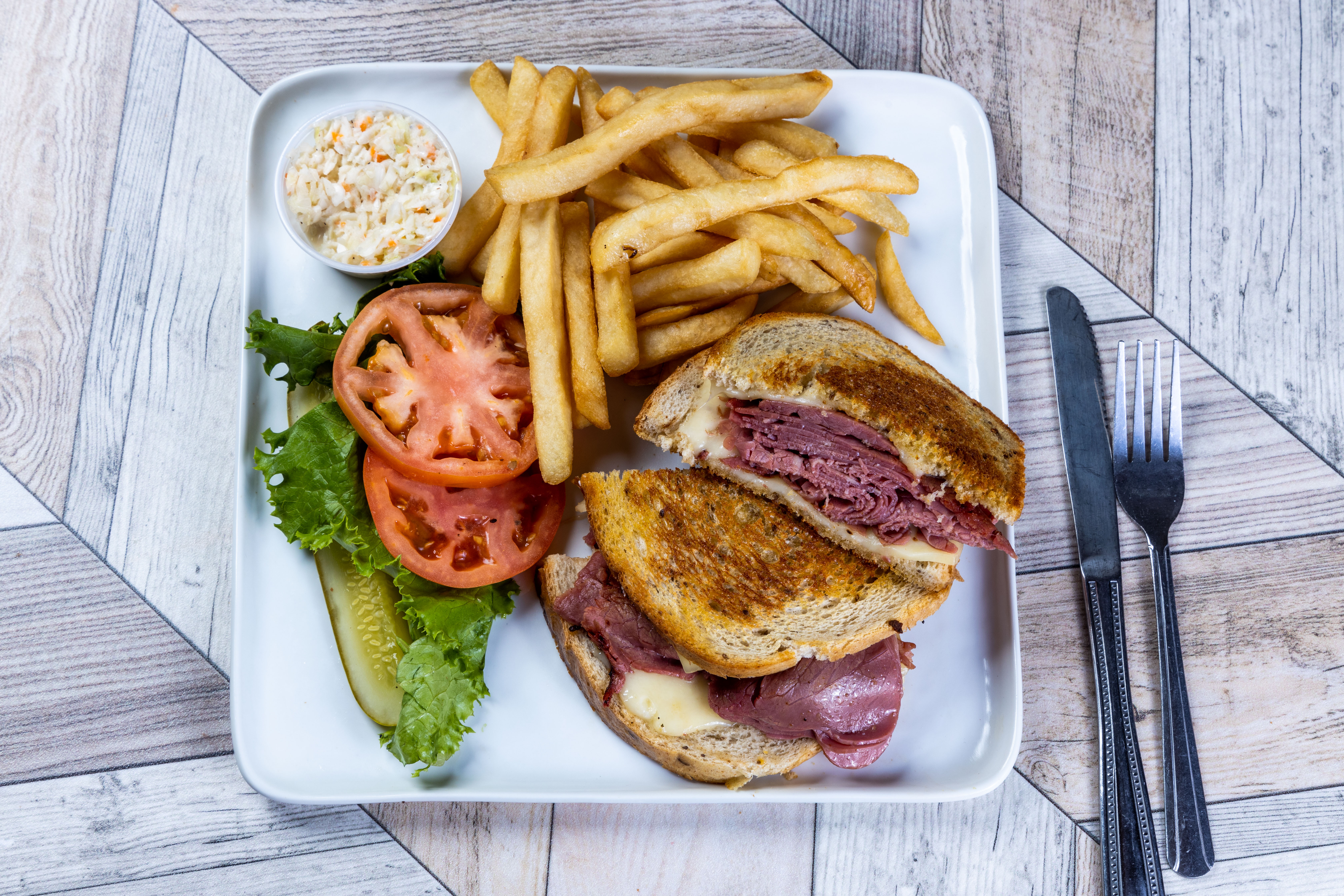 Order Corned Beef Melt  food online from Top View Restaurant store, Chicago on bringmethat.com