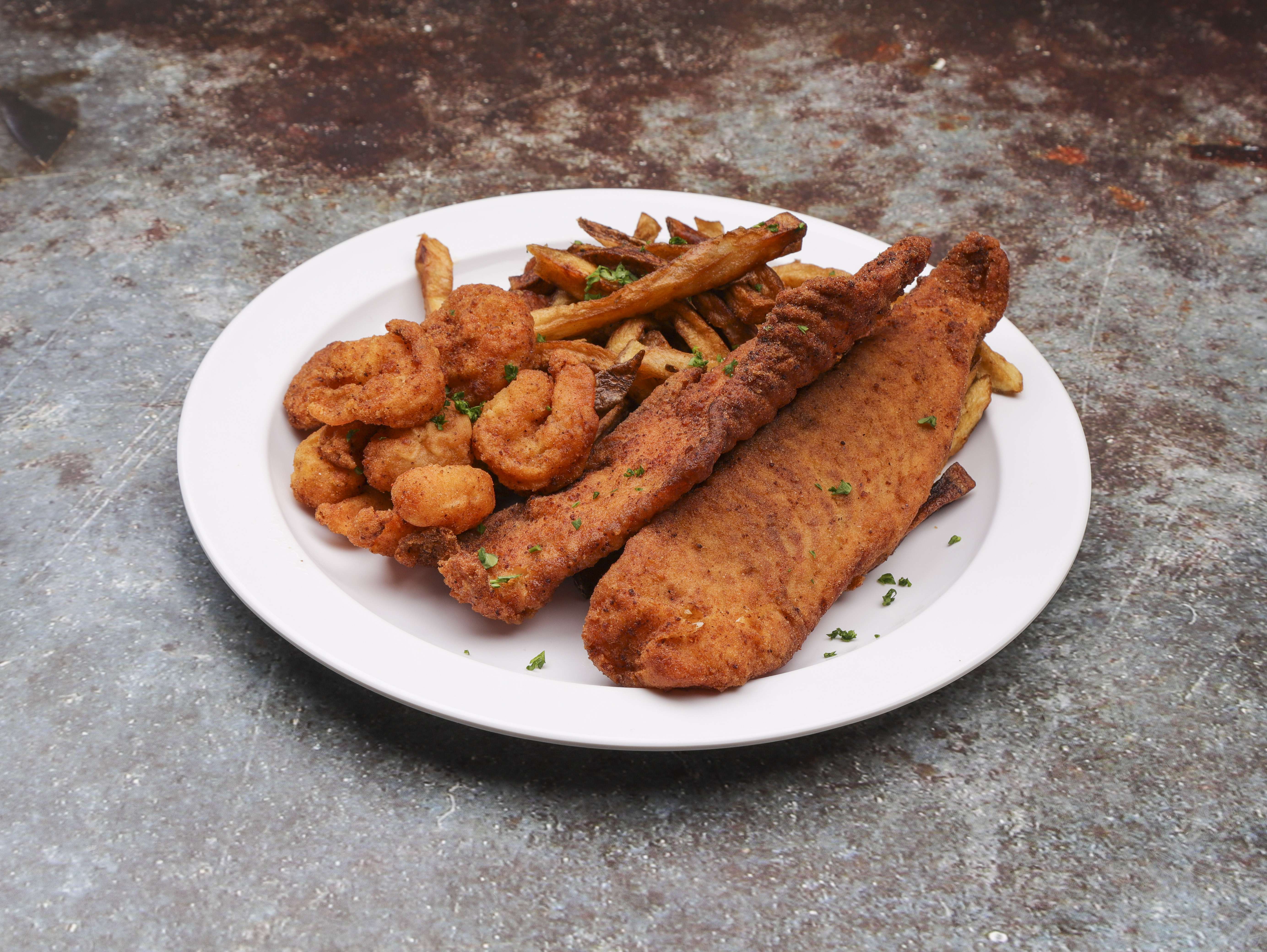 Order Fish and Shrimp Combo Lunch food online from Harvard Express store, Cleveland on bringmethat.com