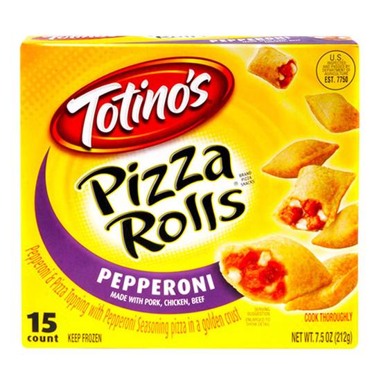 Order Totino's Frozen Pepperoni Pizza Rolls 15ct 7.5oz food online from Everyday Needs by Gopuff store, Pittsburgh on bringmethat.com