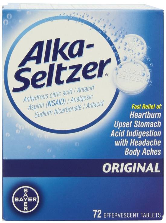 Order Alka Seltzer Antacid/Analgesic Original Effervescent Tablets (72 ct) food online from Rite Aid store, CONCORD on bringmethat.com