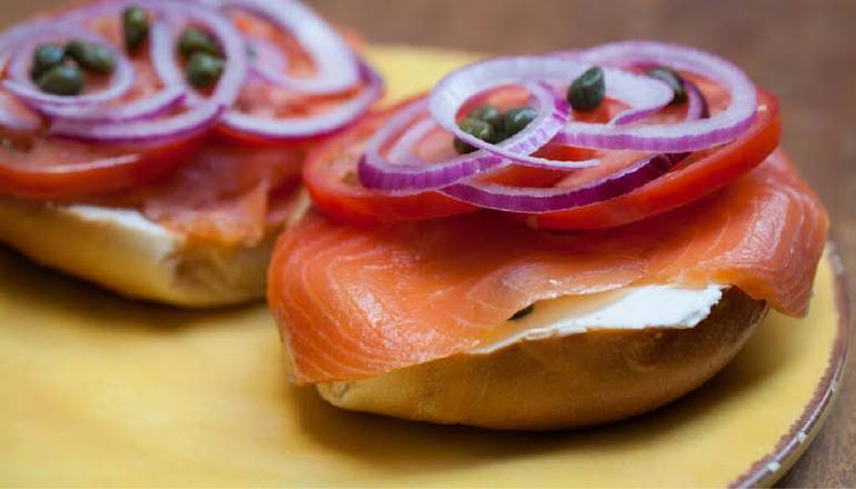 Order Bagel with Your Choice of Smoked Salmon Preparation, and Cream Cheese - Deluxe  food online from Tompkins Square Bagels store, New York on bringmethat.com