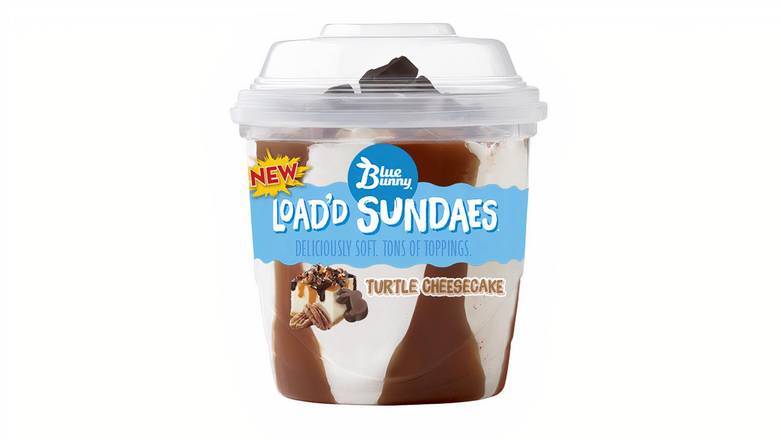 Order Blue Bunny Load'd Sundaes Turtle Cheesecake, 8.5 oz food online from Mac On 4th store, Alton on bringmethat.com