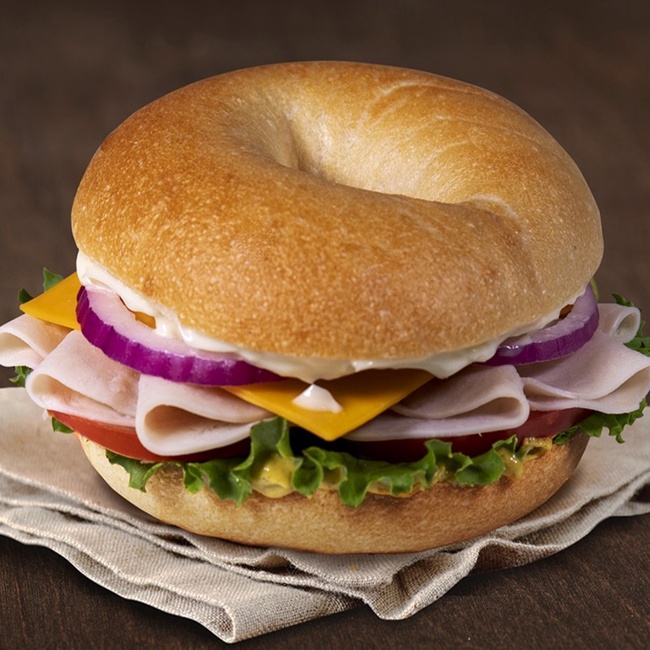 Order Turkey & Cheddar Sandwich food online from Einstein Bagels store, Las Vegas on bringmethat.com