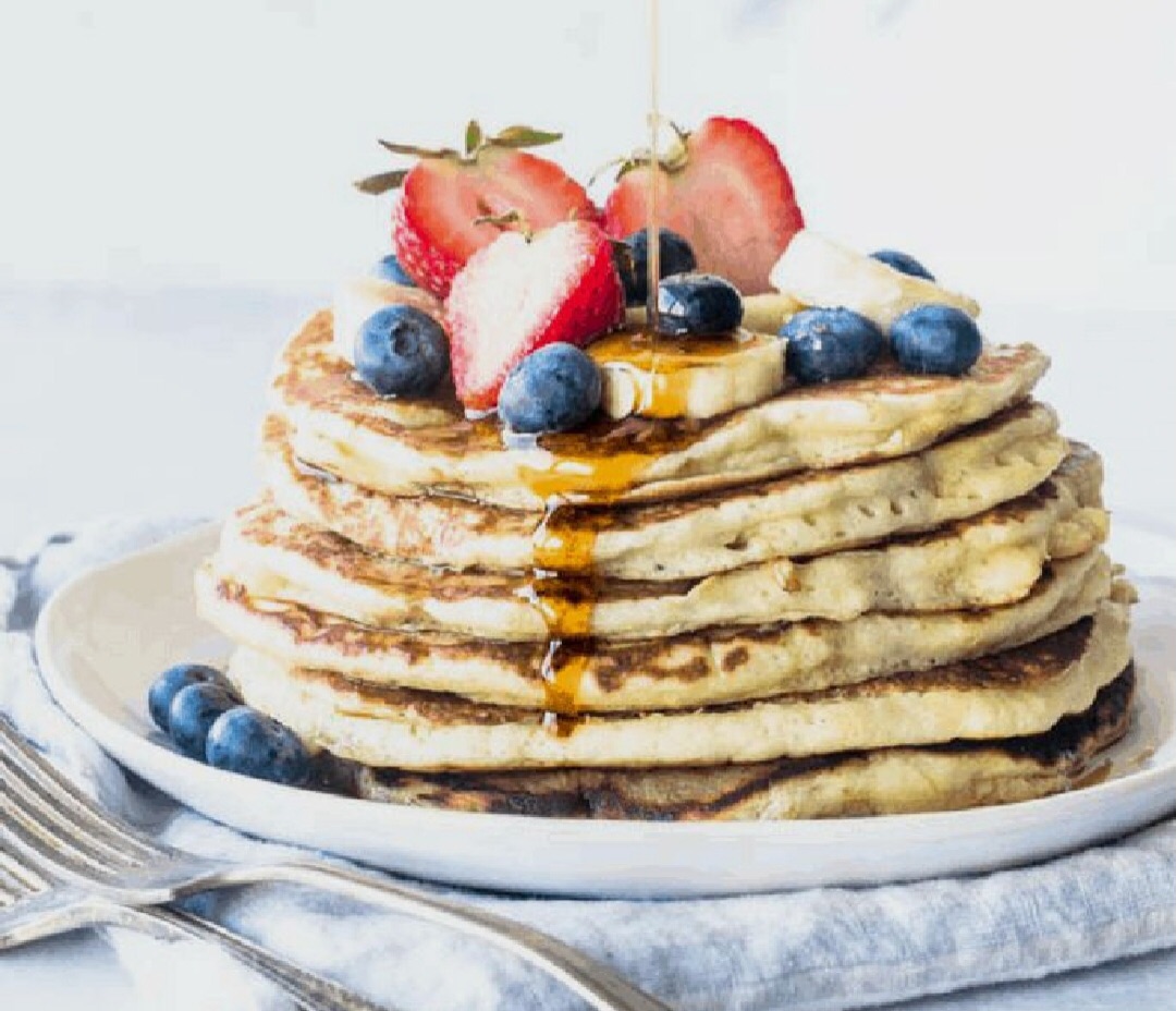 Order Fruit Pancakes (bananas,Strawberries,blueberry) food online from Bagels & More store, Edgewater on bringmethat.com