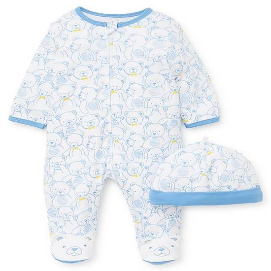 Order Little Me® Size 9M 2-Piece Teddy Bears Footie and Hat Set in Blue food online from Bed Bath & Beyond store, Lancaster on bringmethat.com