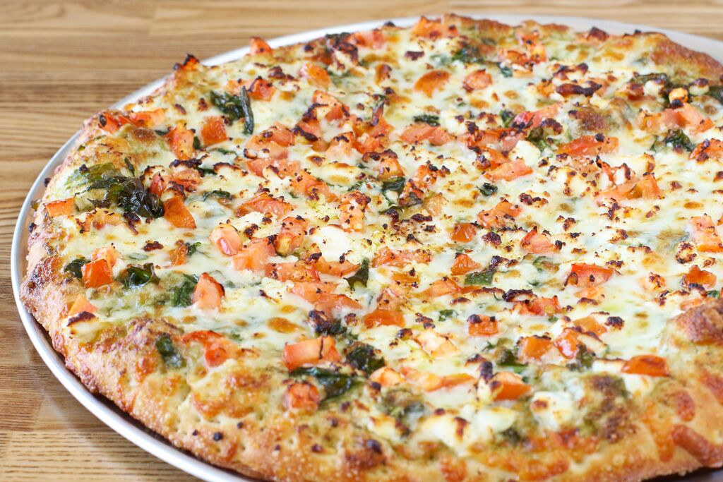 Order Pesto Spinach   Pizza food online from Namaste Pizza store, Emeryville on bringmethat.com