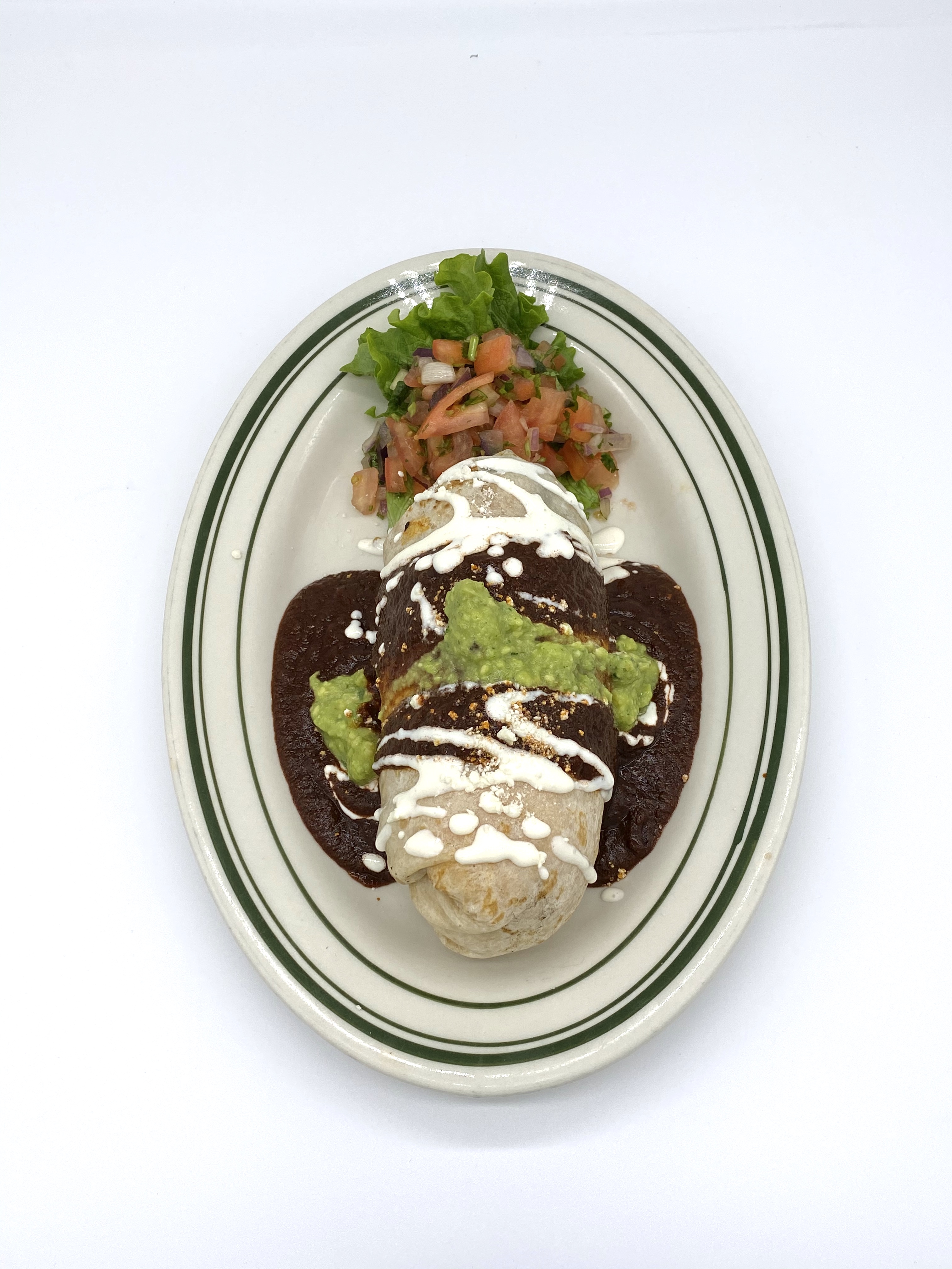 Order 52. Mole Burrito food online from Tacos Y Jugos Genesis store, Elmhurst on bringmethat.com