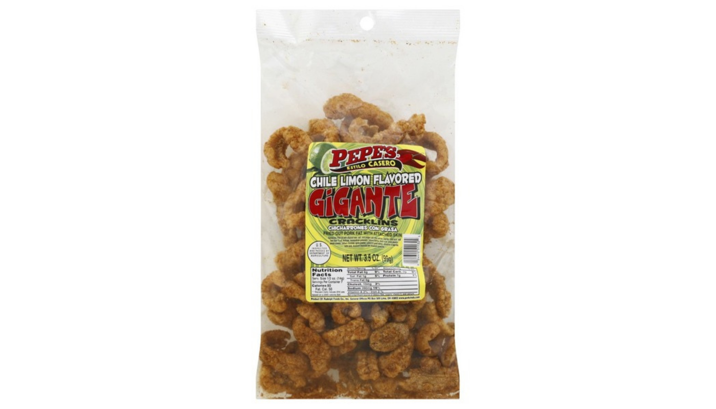 Order Pepe's Gigante Chile Limon Cracklins 3.5oz food online from Golden Rule Liquor store, West Hollywood on bringmethat.com