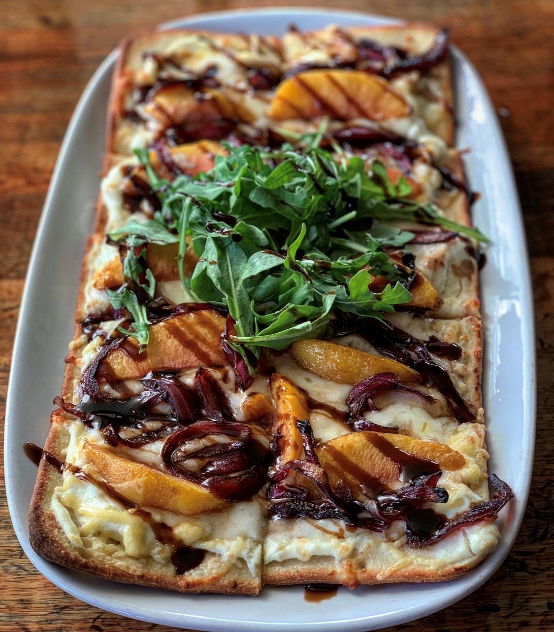 Order Peach Flatbread food online from High Park Tap House store, Mission Viejo on bringmethat.com