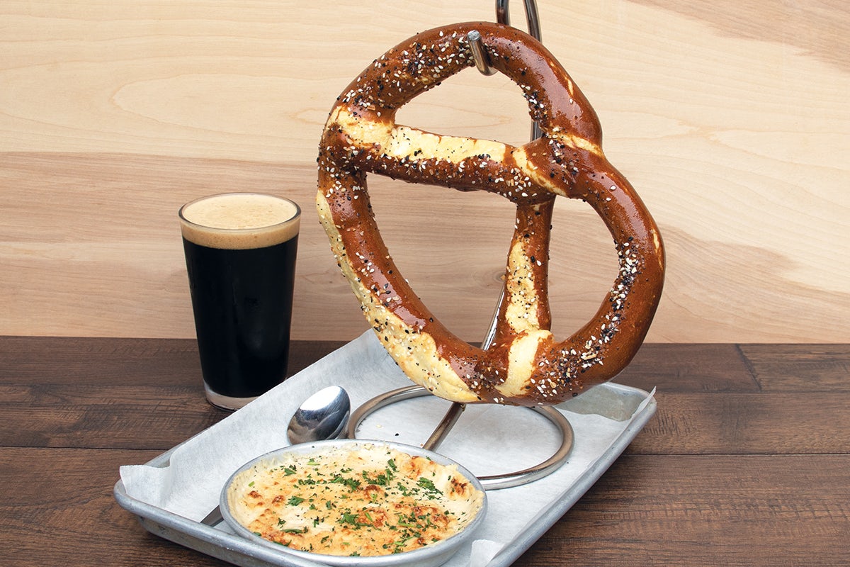 Order NEW! Everything Pretzel & Baked French Onion Dip food online from World Of Beer store, Pooler on bringmethat.com