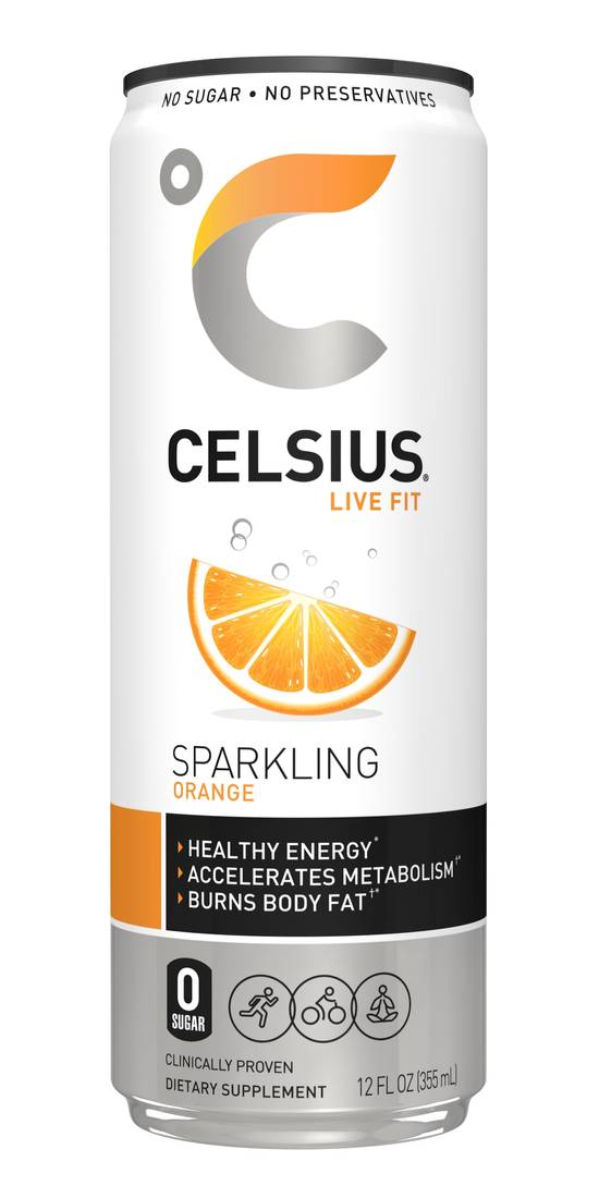 Order CELSIUS Sparkling Orange Fitness Drink, Zero Sugar, 12 OZ food online from Cvs store, FARGO on bringmethat.com