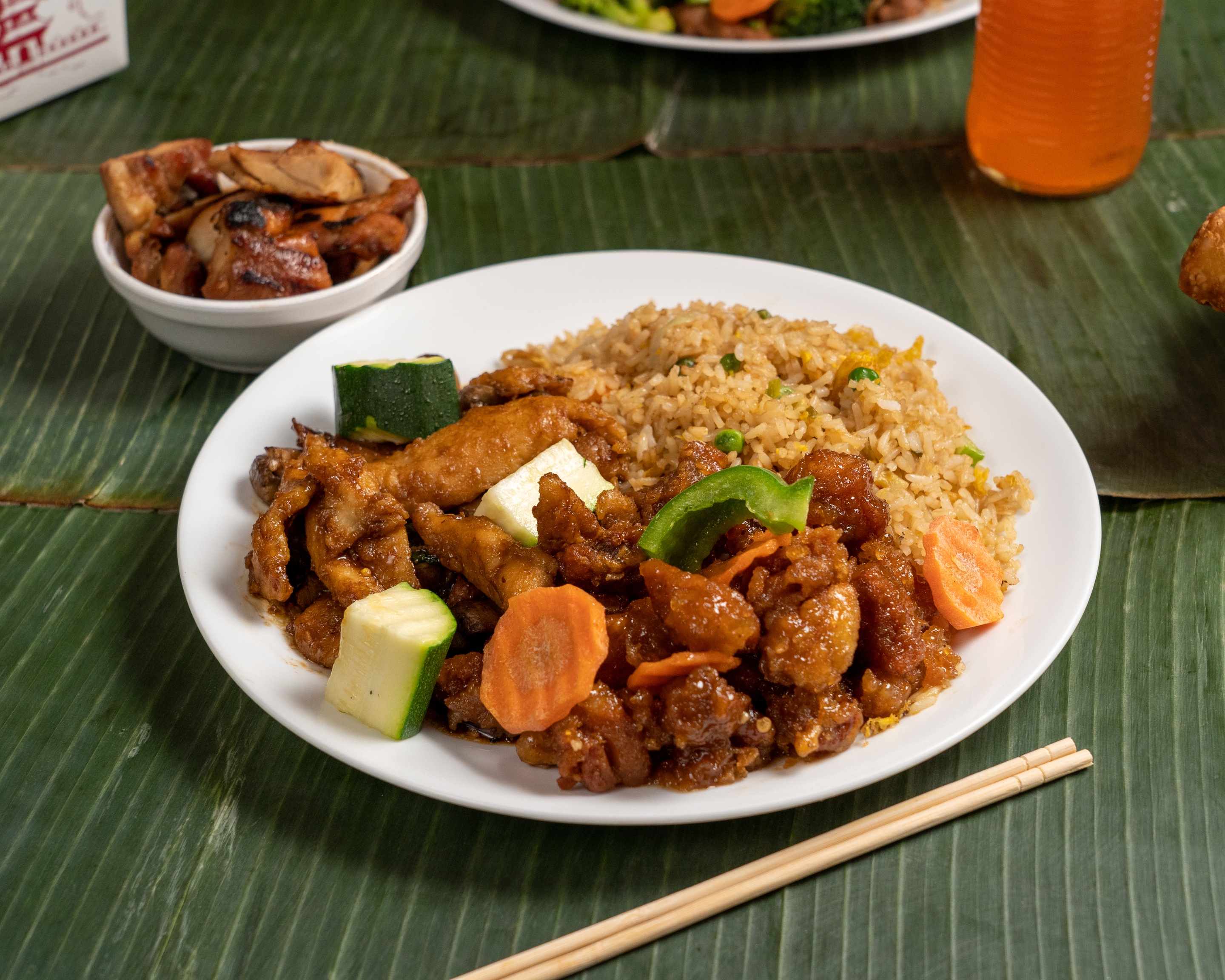Order Build Your Own 3 Entree Plate, 1 Full Side food online from China Express store, Converse on bringmethat.com