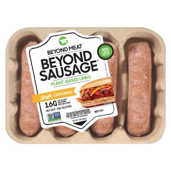 Order Beyond Meat Beyond Sausage Brat Plant Based Links 4ct 14oz food online from Drinks At Your Door by Gopuff store, Santa Maria on bringmethat.com