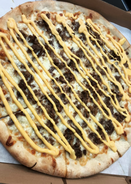 Order Steak and Cheezy Cheddar Pizza food online from The Hideout Pizza & Grill store, Anaheim on bringmethat.com