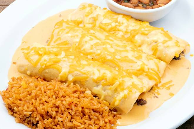 Order Beef Enchiladas food online from Uncle Julios Rio Grand Cafe store, Bethesda on bringmethat.com