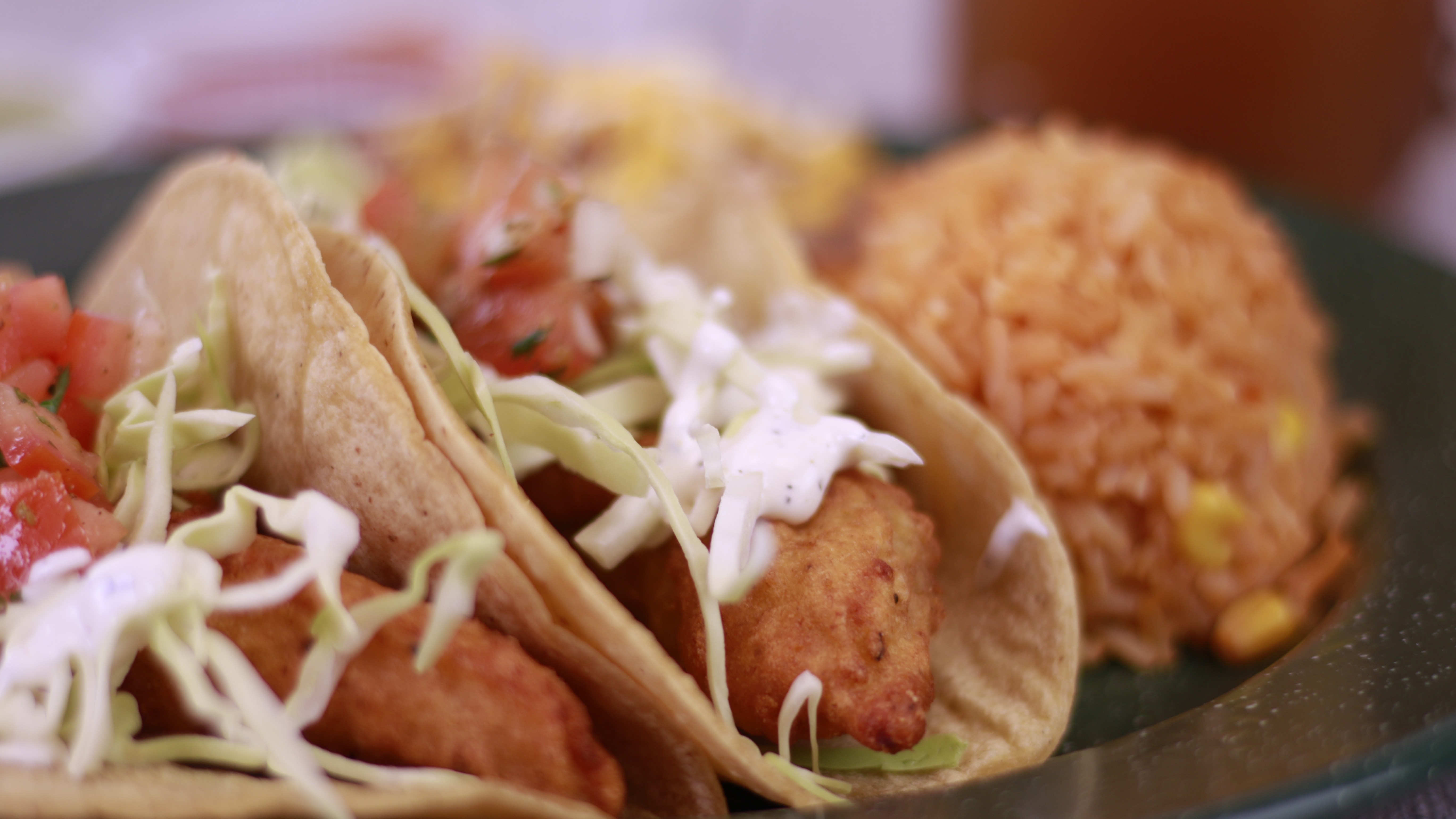 Order * 2 - Two Fish Tacos + Rice & Beans food online from Burros & Fries store, Chula Vista on bringmethat.com