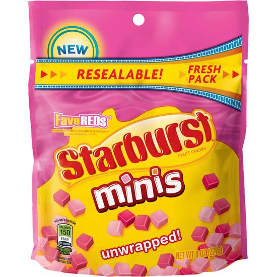 Order Starburst FaveREDS Minis Fruit Chews Candy Bag (8 oz) food online from Rite Aid store, Yamhill County on bringmethat.com
