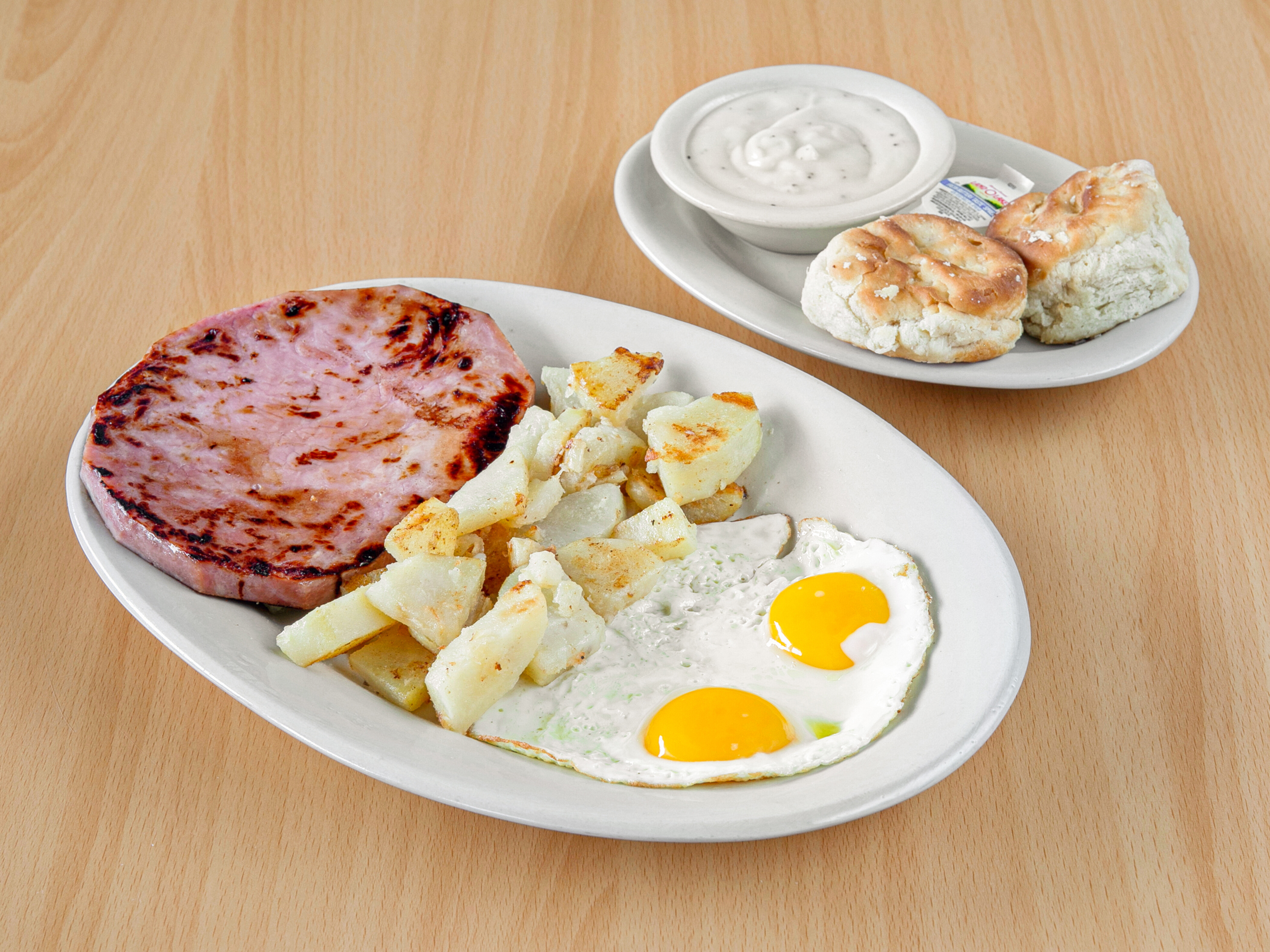 Order Ham Steak and Eggs food online from Pj Cafe store, Irving on bringmethat.com