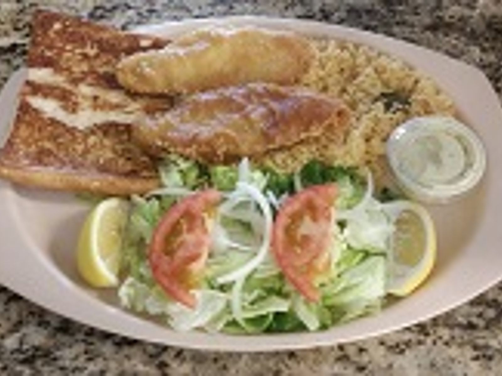 Order Cod Fish Plate food online from Squabs Gyros store, Melrose Park on bringmethat.com