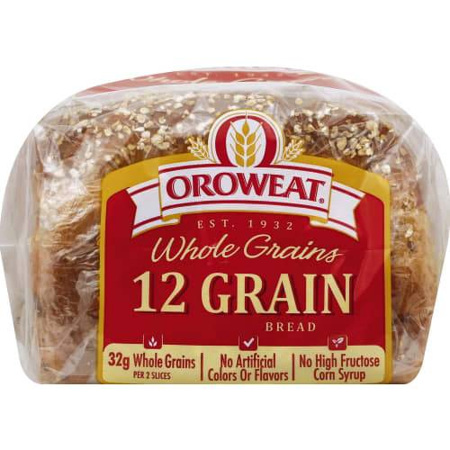 Order Oroweat · Bread Whole Grains 12 Grain (24 oz) food online from United Supermarkets store, Plainview on bringmethat.com