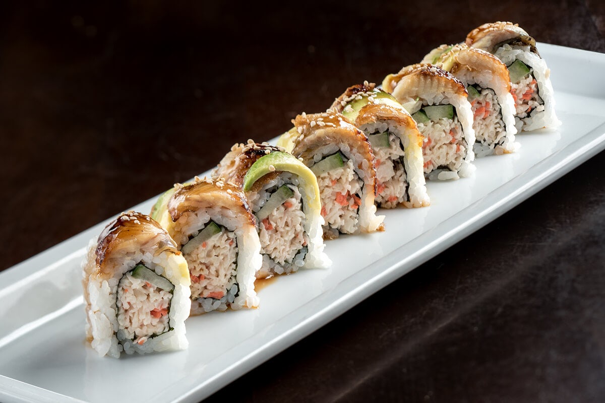 Order DRAGON ROLL food online from Ra Sushi store, Southlake on bringmethat.com