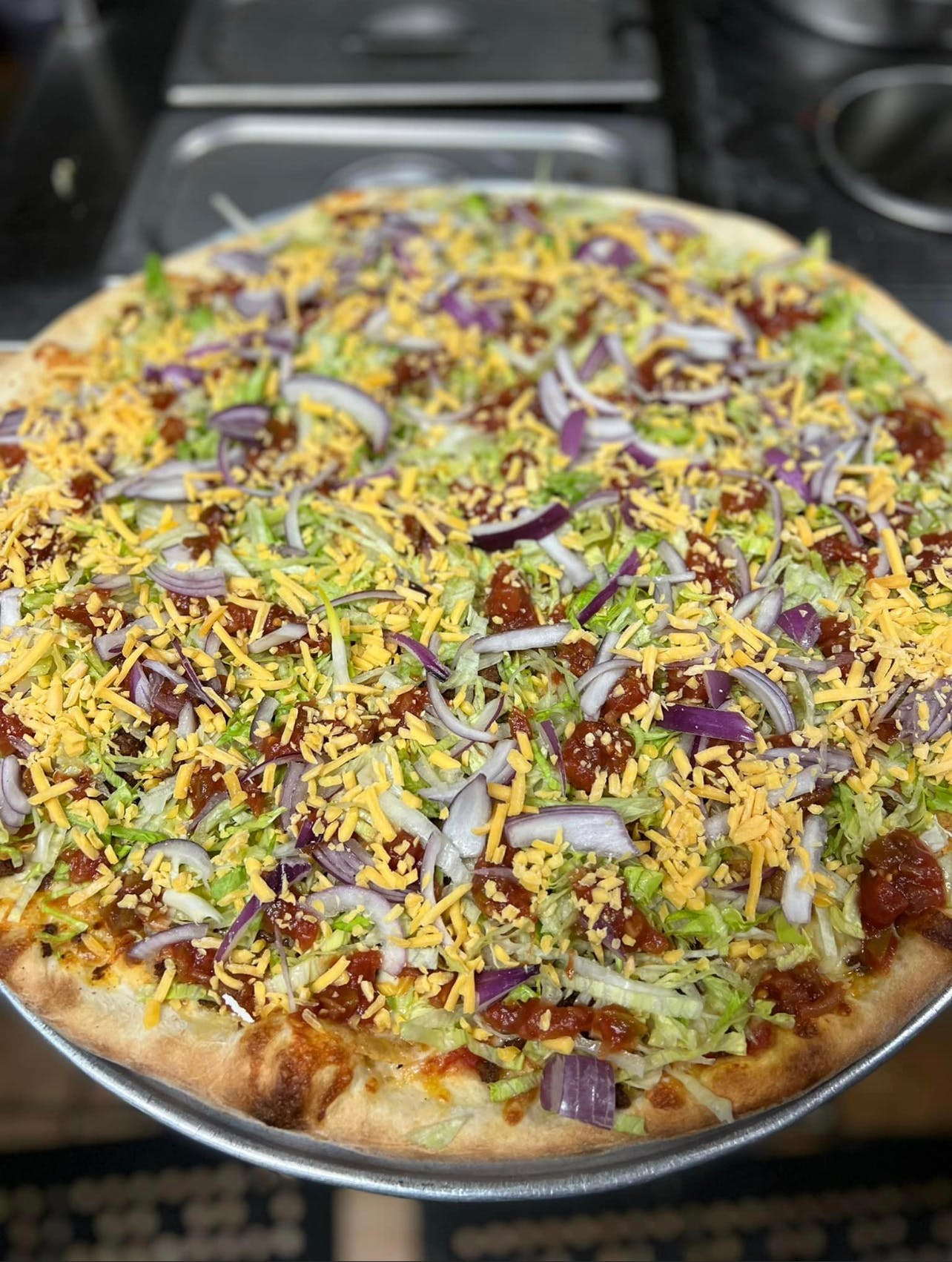 Order Taco Pizza - Personal 10" food online from Dusals store, Milltown on bringmethat.com
