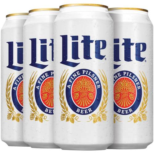 Order Miller · Pilsner Lite Beer (6 x 16 fl oz) cans food online from D & B Liquor store, Olmos Park on bringmethat.com