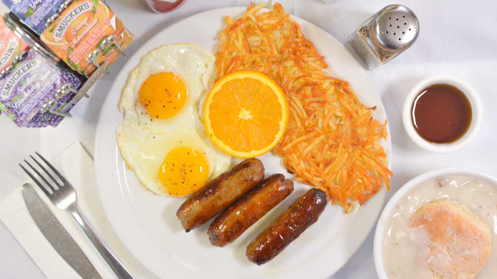 Order 2 Eggs and 4 Strips of Bacon food online from Sunrise Waffle Shop store, Rancho Cordova on bringmethat.com