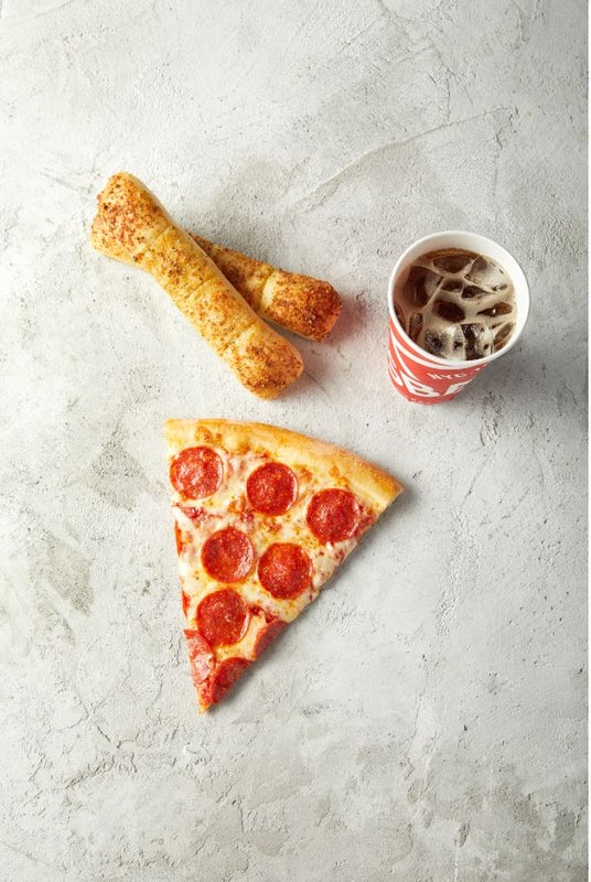 Order 1 New York Topped Slice Combo food online from Sbarro store, Chicago on bringmethat.com