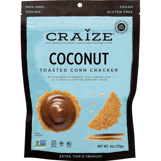Order Craize Coconut Toasted Corn Crackers   (4 OZ) 140599 food online from Bevmo! store, Pasadena on bringmethat.com
