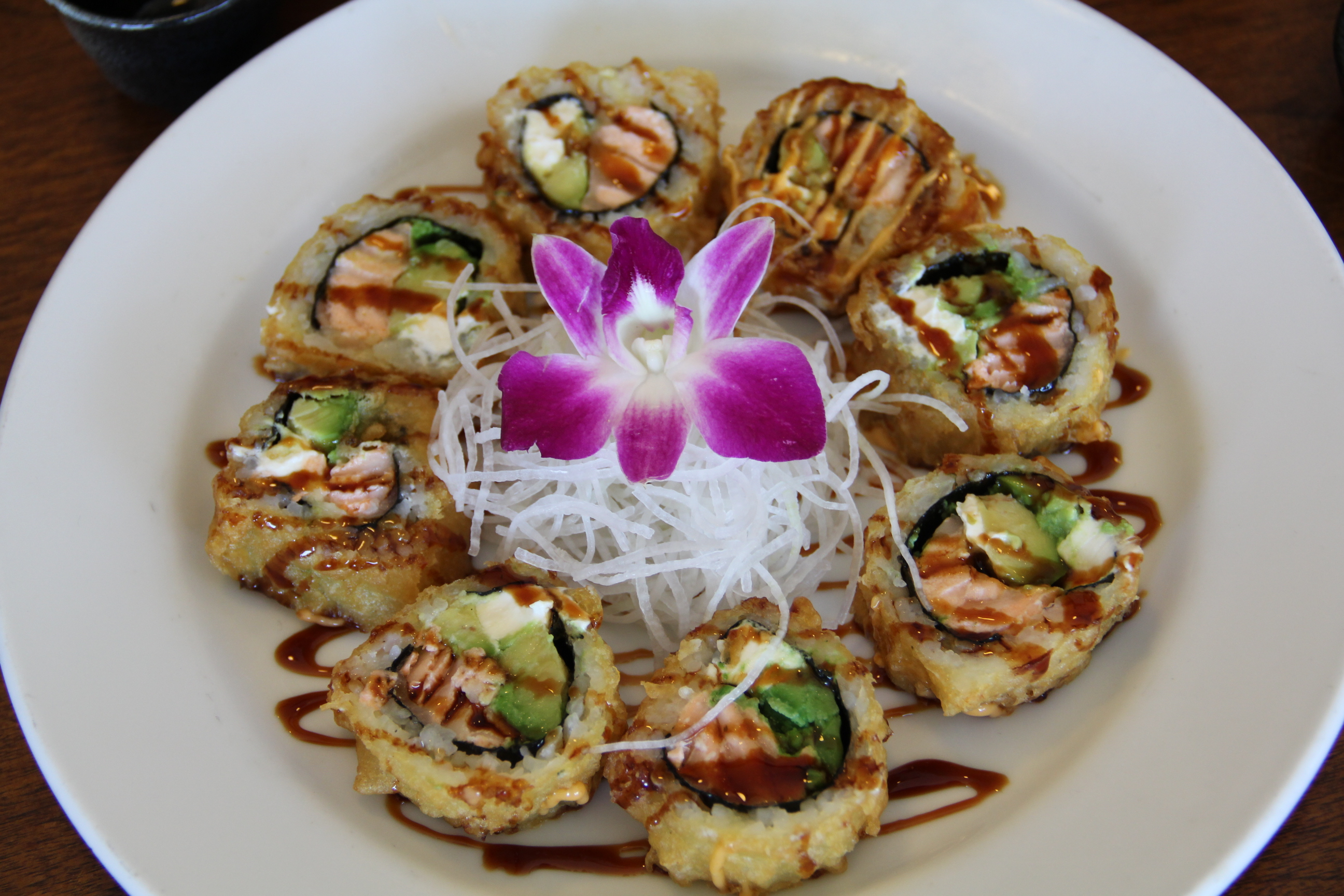Order Philly Tempura Roll food online from Tomomi Sushi store, Alhambra on bringmethat.com