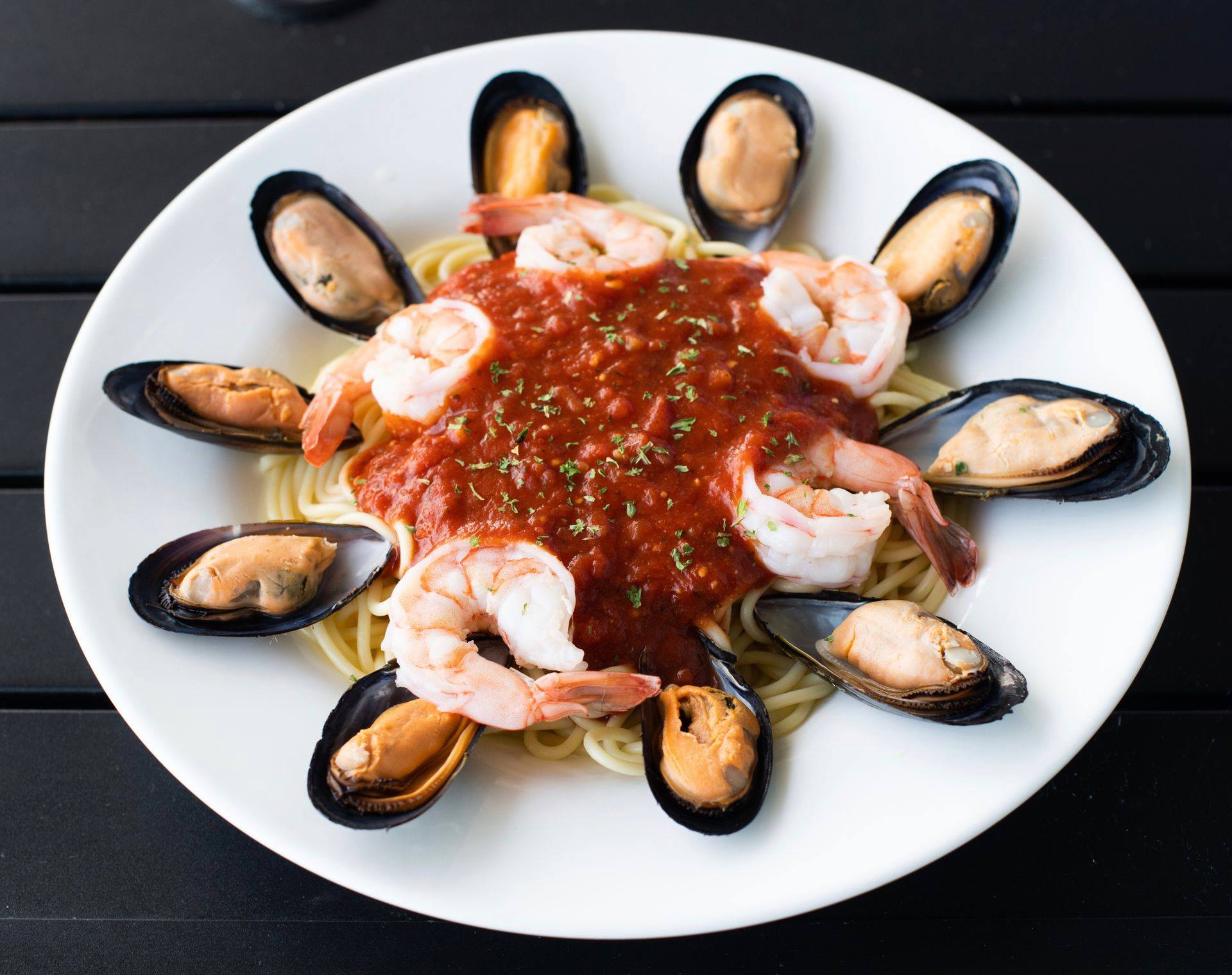 Order Spaghetti Marinara with Shrimp and Mussels food online from Hook &Amp; Reel Cajun Seafood store, Yonkers on bringmethat.com