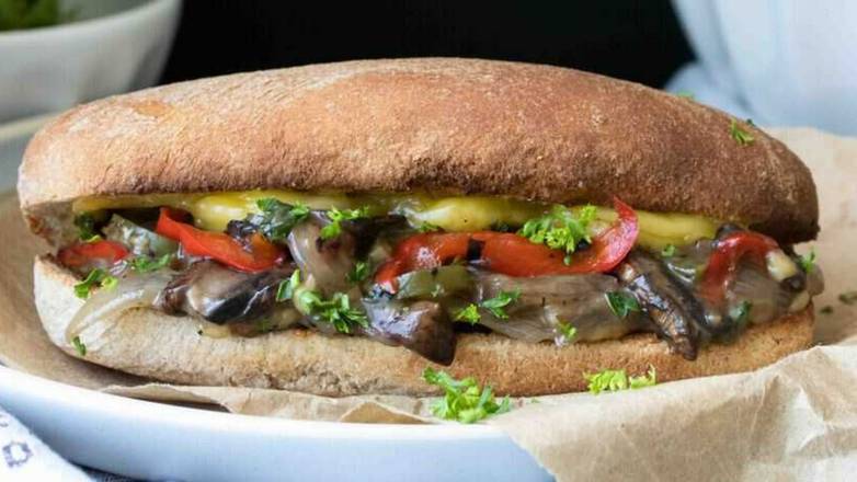 Order Veggie Cheesesteak food online from Barn'S Burgers &Amp; Melts store, Houston on bringmethat.com